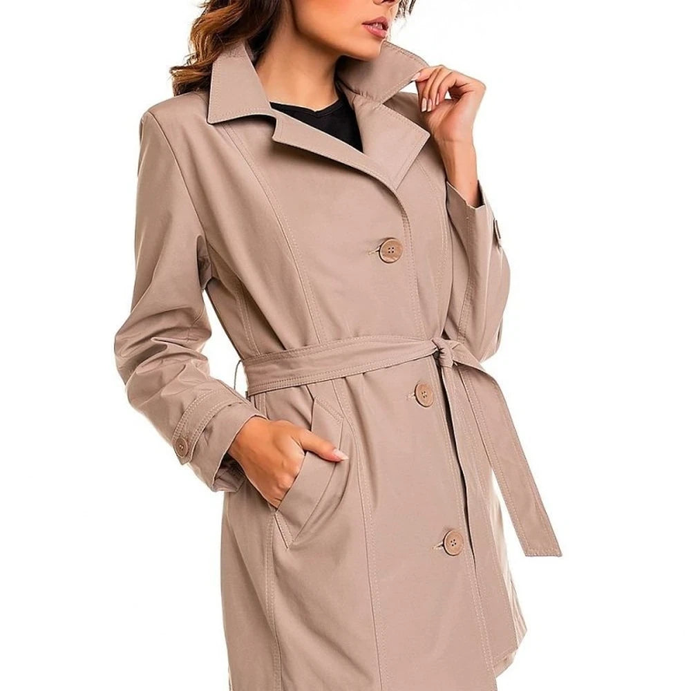 Classic Cotton Trench Coat - Beige