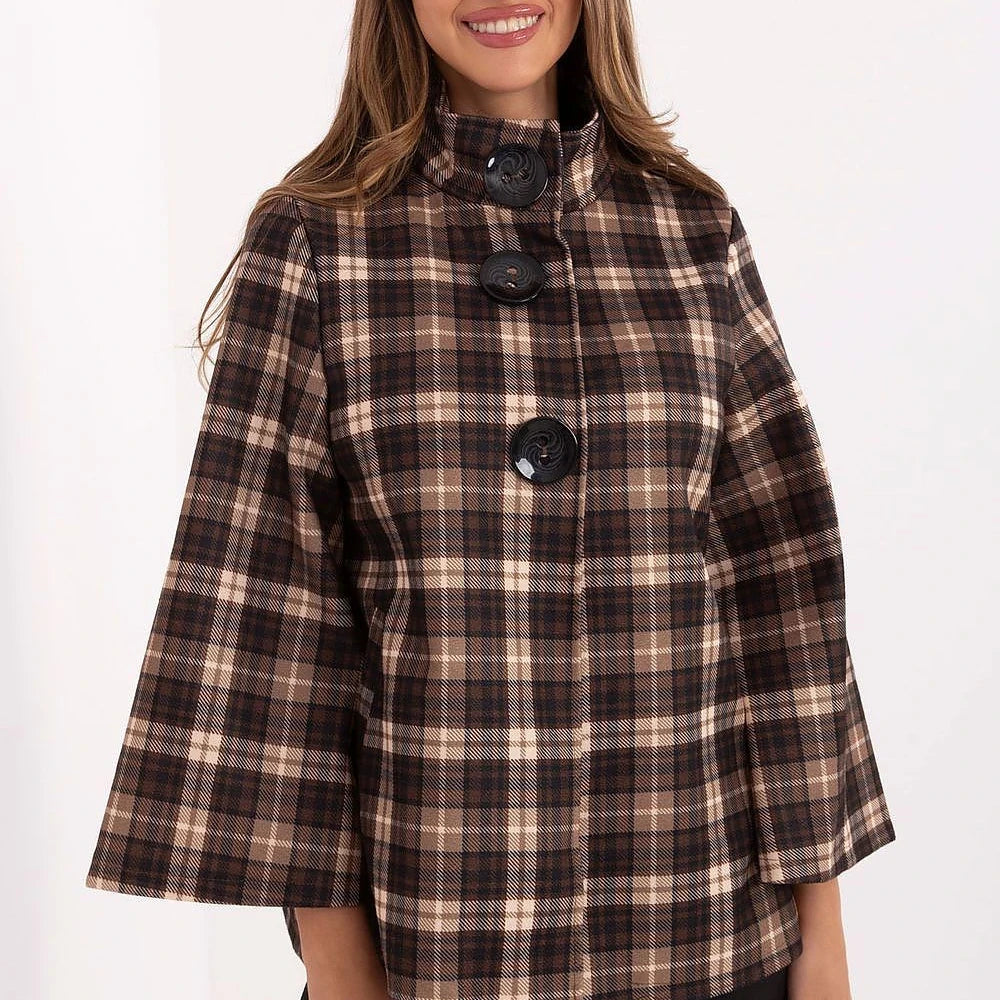 Women's Plaid Wool Blend Coat