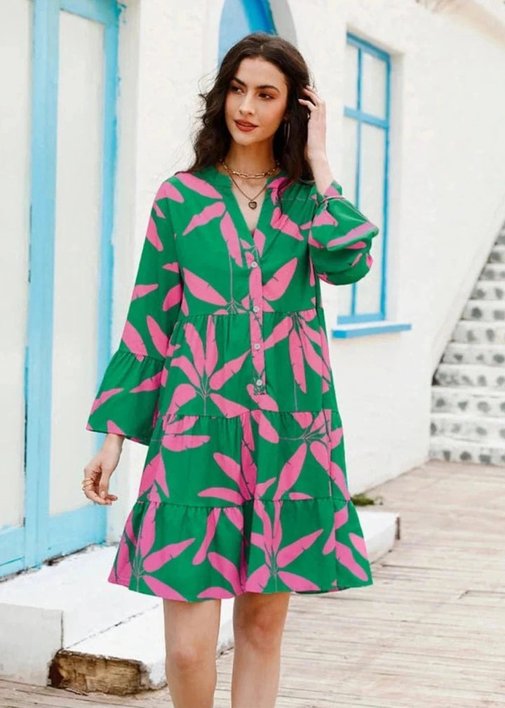 Floral bell sleeve dress