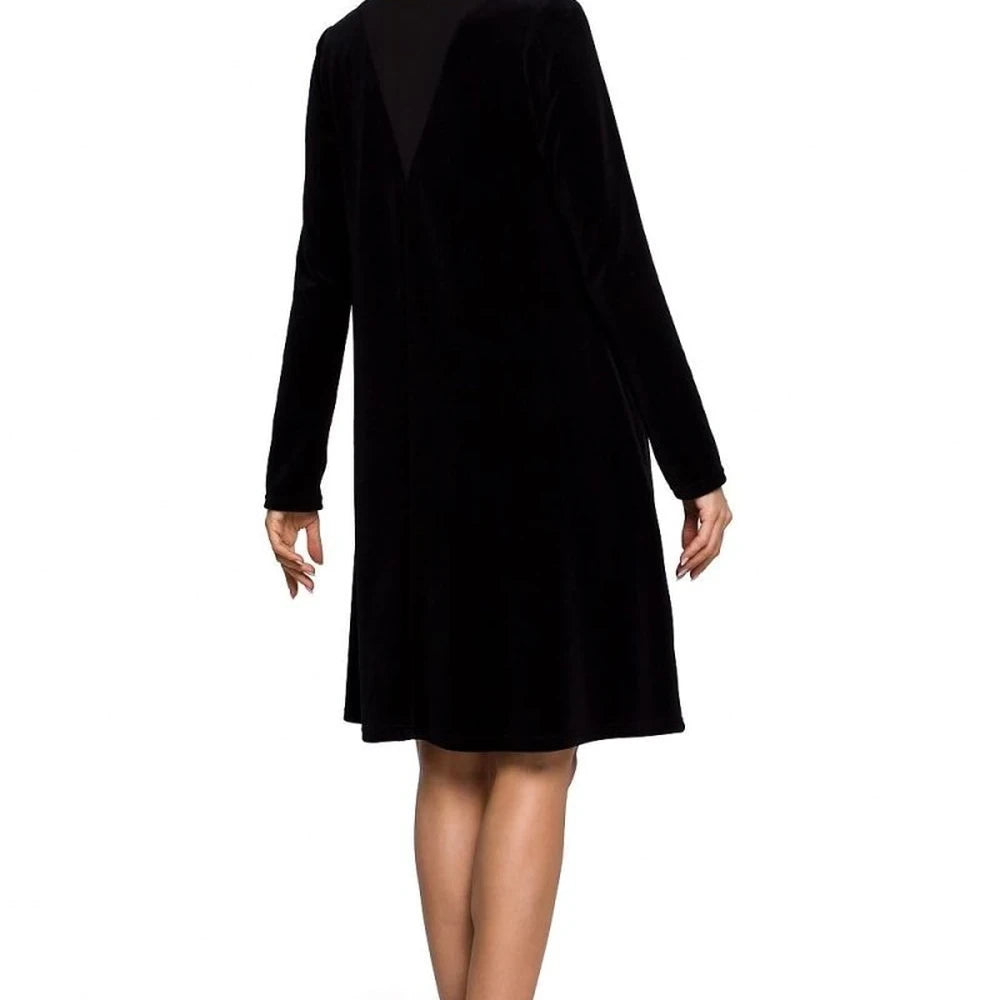 Trapeze Velour Cocktail Dress with Geometric Back