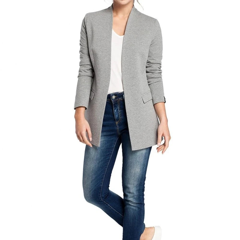 Lined Collar Knit Jacket with Hidden Pockets