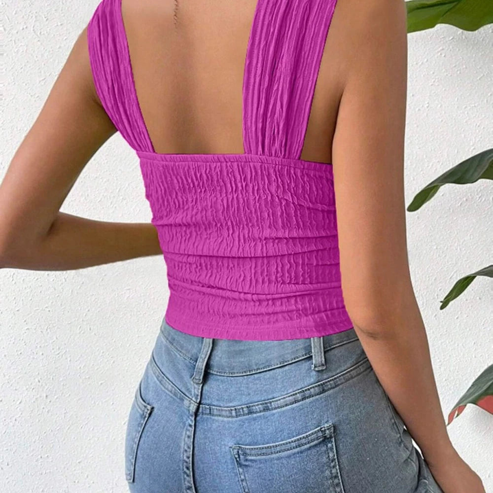 Textured Square Neck Tank Top