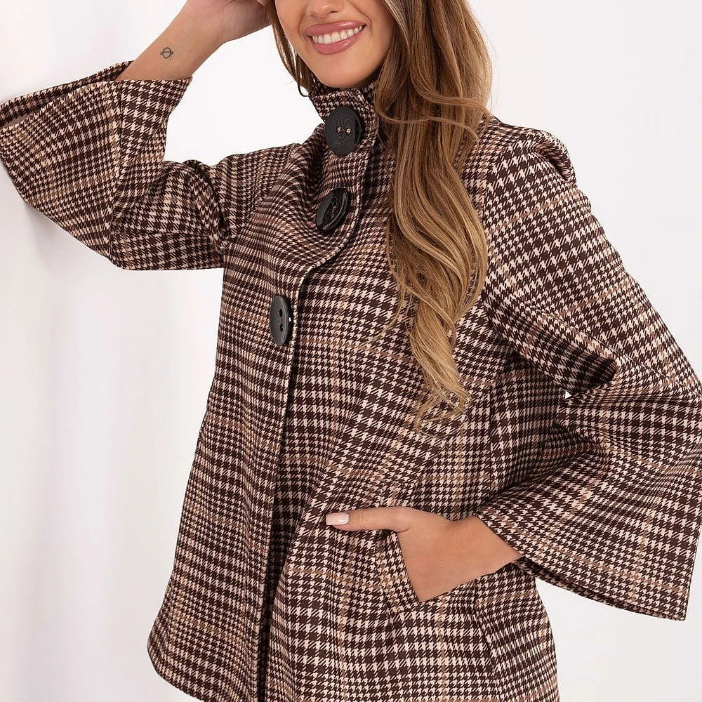 Checkered Coat with Button Front
