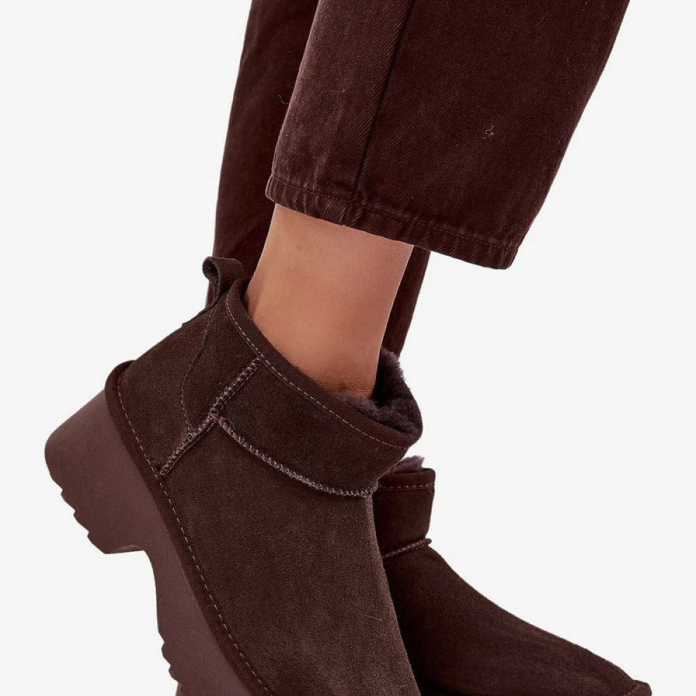 Women's Suede Snow Boots with Fur Lining