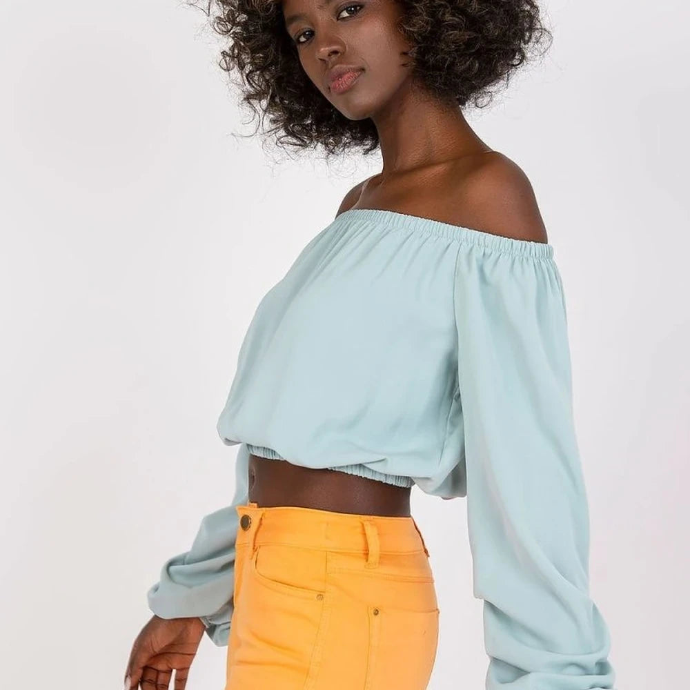 Polyester Blouse Off-Shoulder Wide Sleeves