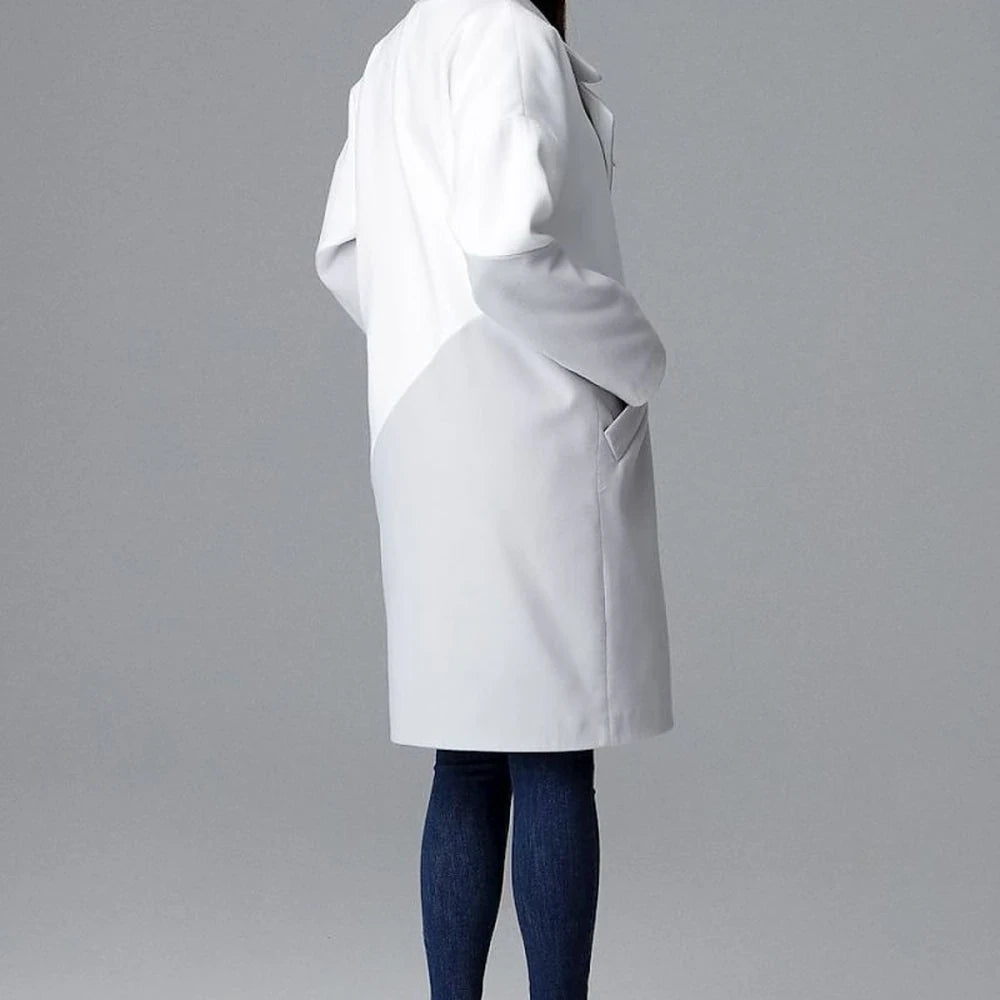 Two-Tone Coat with Turn-Up Collar