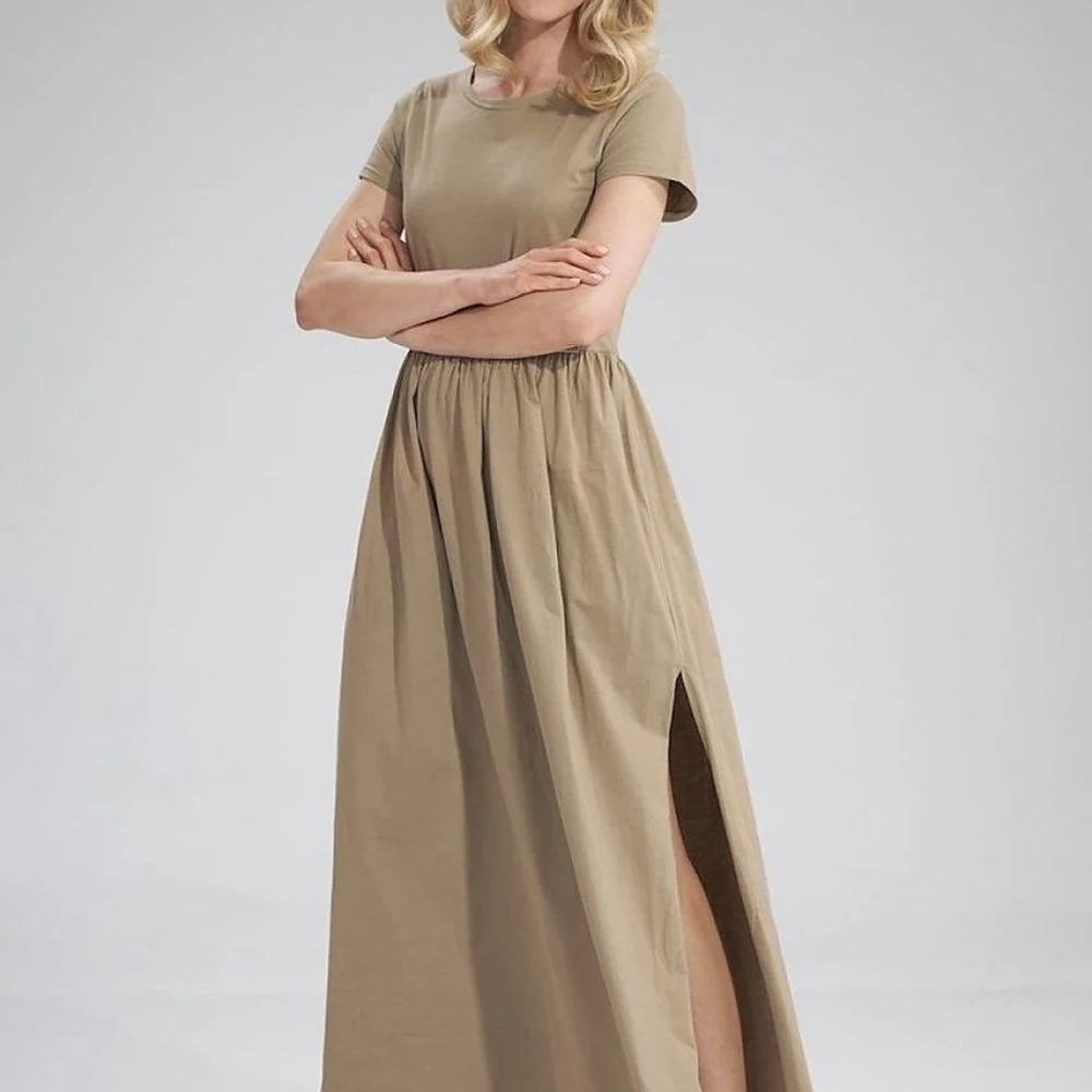 Summer Cotton Maxi Dress with Slit