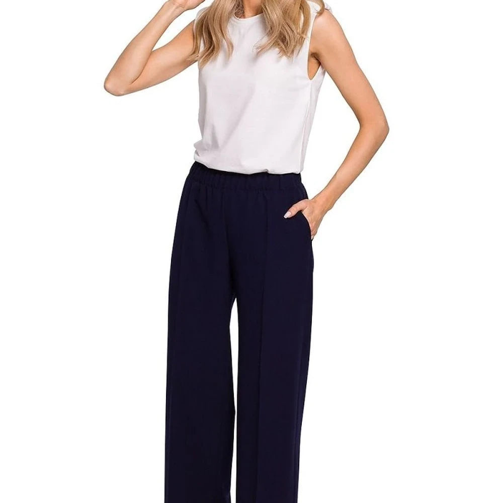 Wide Leg Trousers with Elastic Waistband