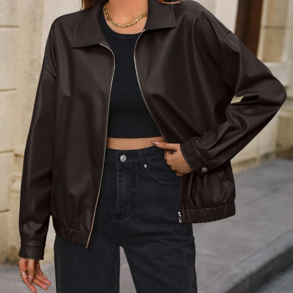 Collared Zip Up Jacket with Pockets