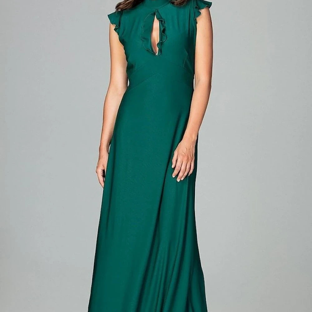 Maxi Cocktail Dress with Frills