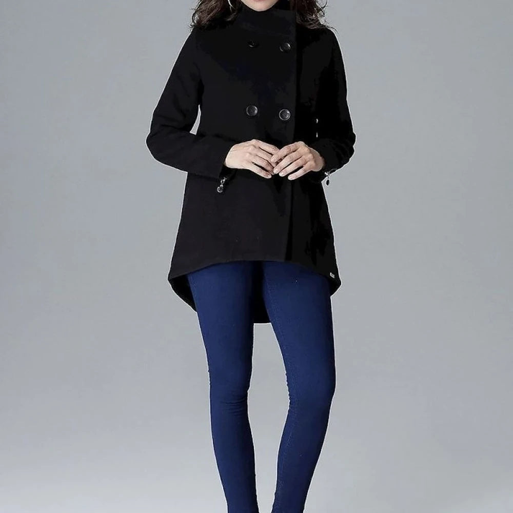 Fashion Jacket with Zipped Sleeves and Stand-Up Collar
