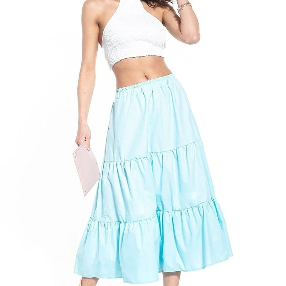 Long Cotton Skirt with Elastic Waistband