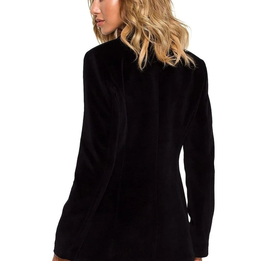 Velour Knit Jacket with Gold Buttons