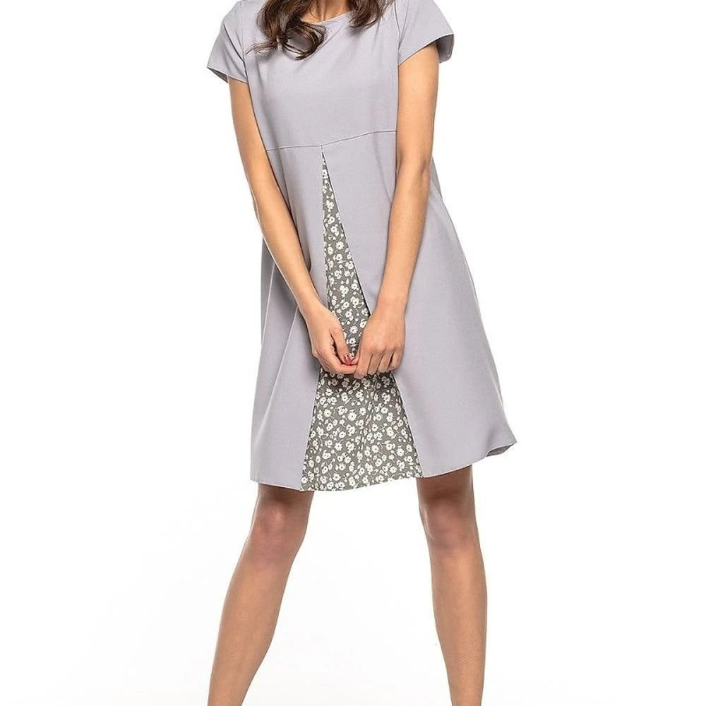 Floral Print Day Dress with Counter-Fold