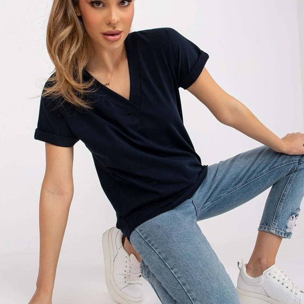 Cotton T-shirt Short Sleeve Simple Cut