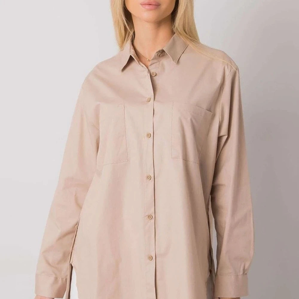 Women's White Cotton Button-Up Long Sleeve Shirt