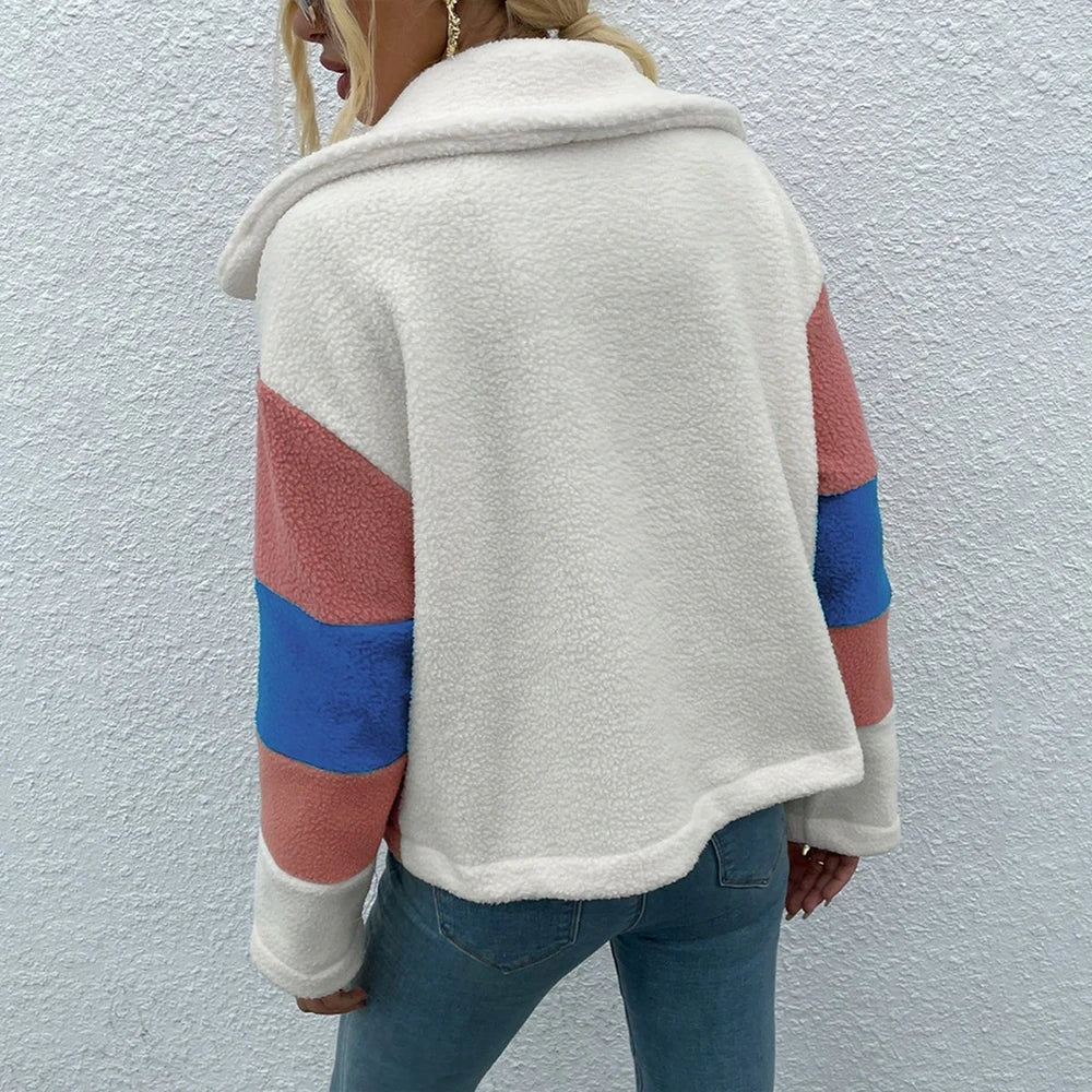 Shiny Color Block Button Down Jacket