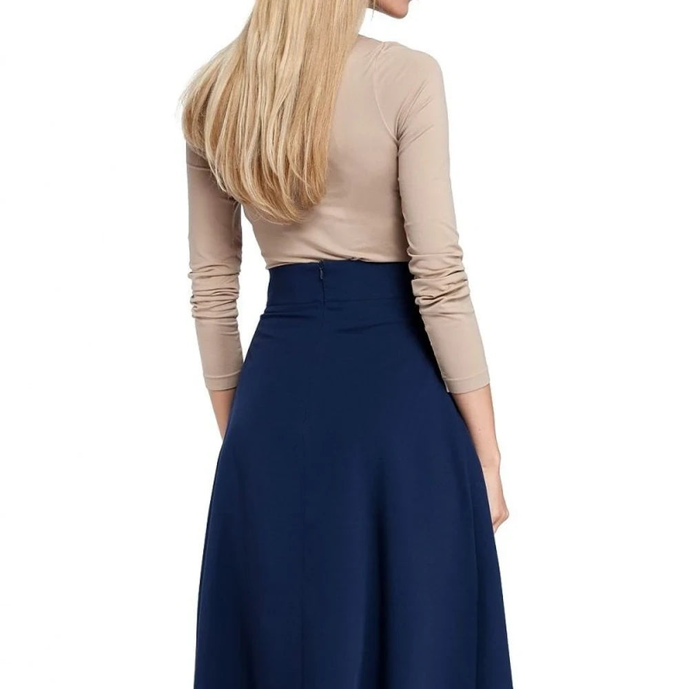 Knee-Length Flared Skirt with Pockets
