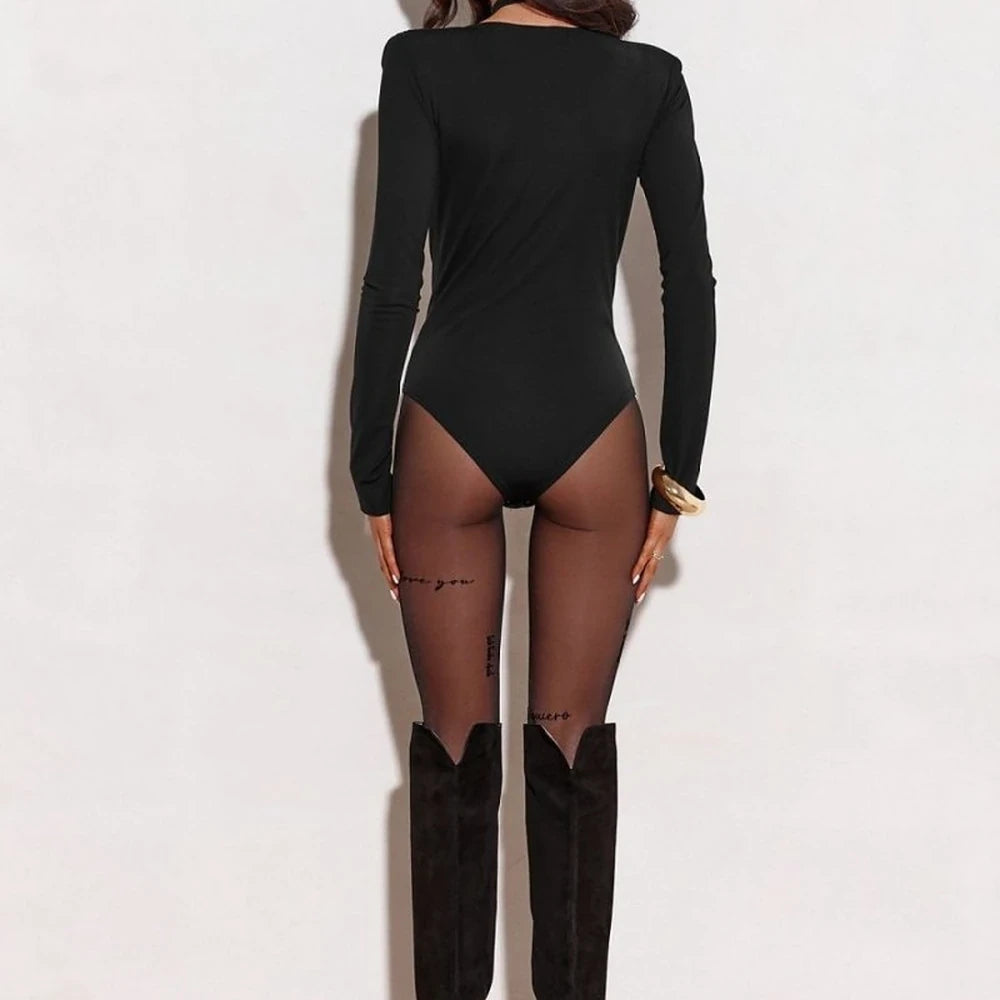 Bodysuit with Wrap Neckline & Rose Belt