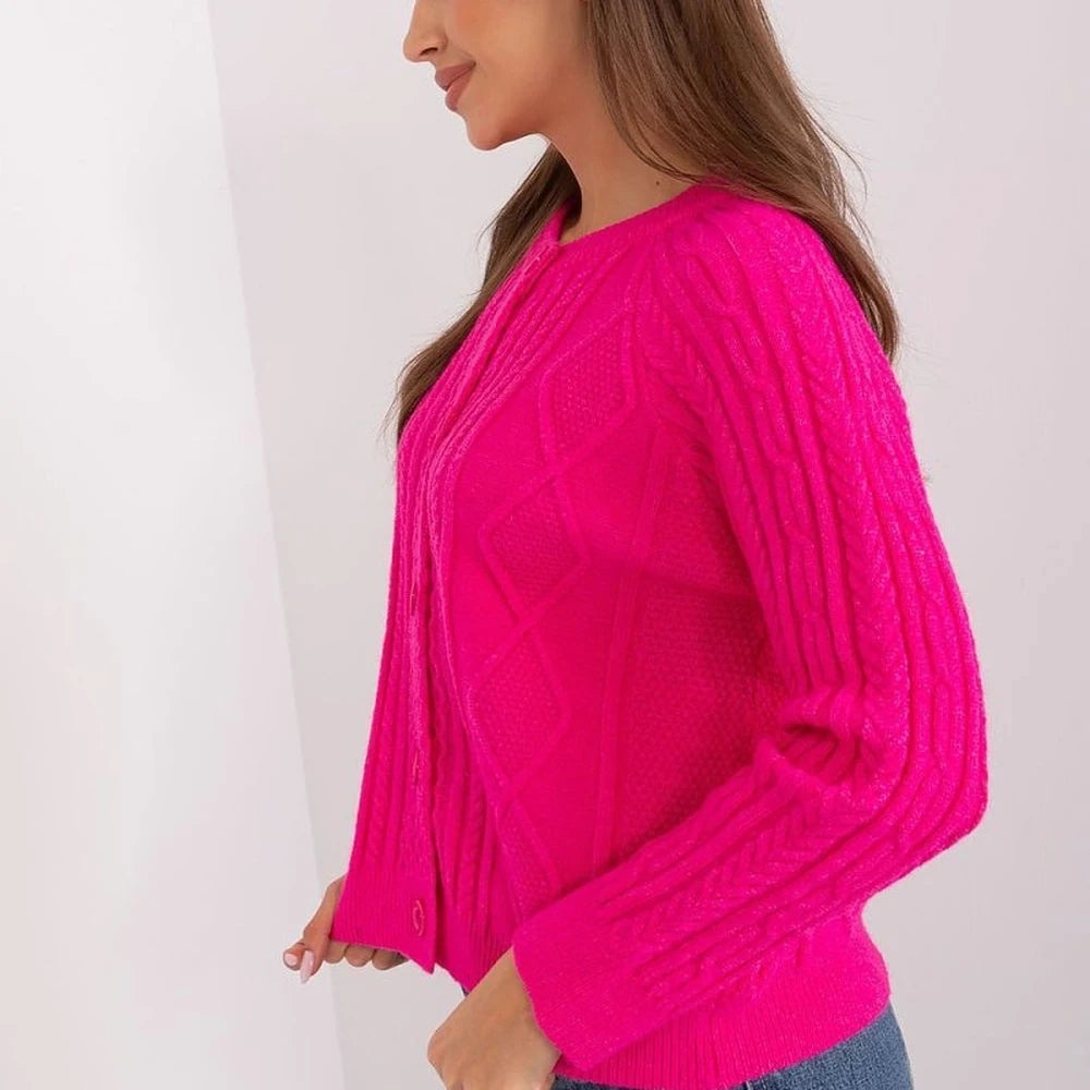 Variegated Texture Round Neck Cardigan