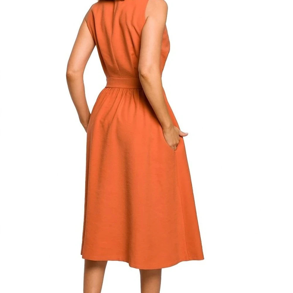 Flared Midi Dress with Belt
