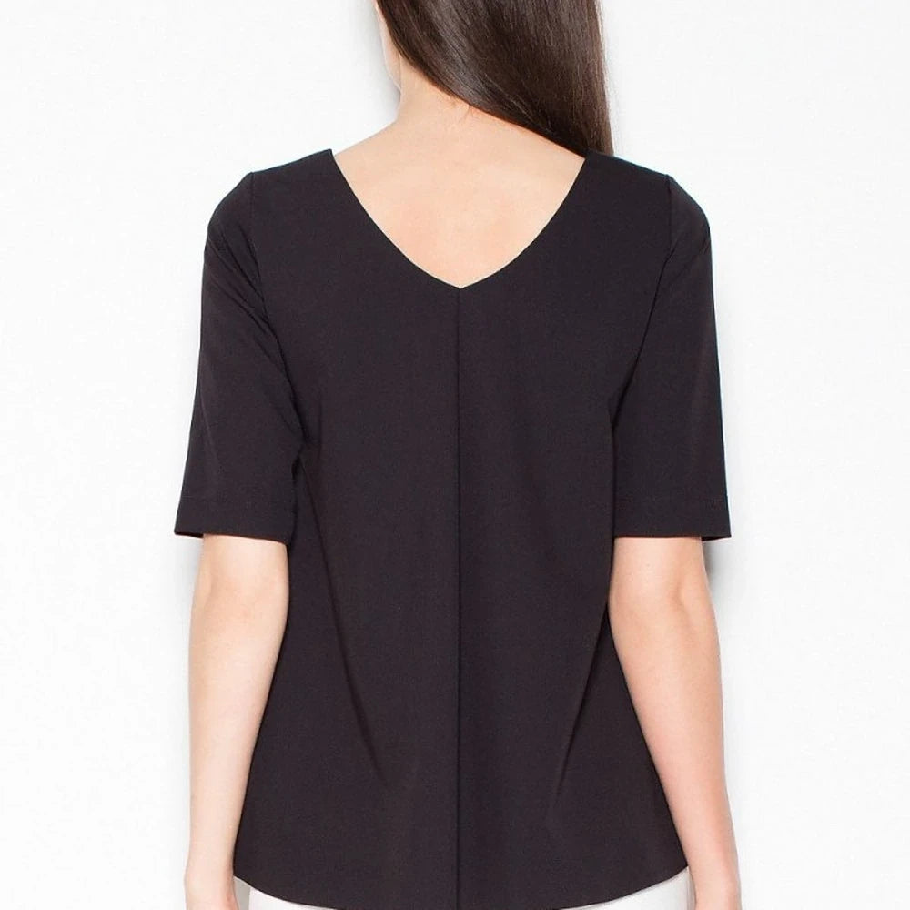 Short Sleeve Cut-Out Back Blouse