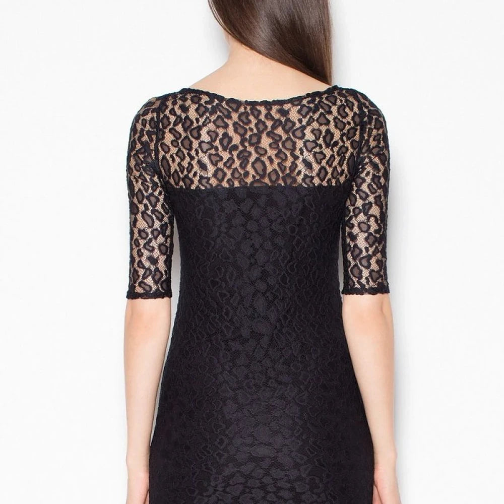 Lace 3/4 Sleeve Evening Dress