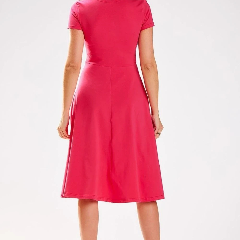 Midi Dress Envelope Neckline Short Sleeves
