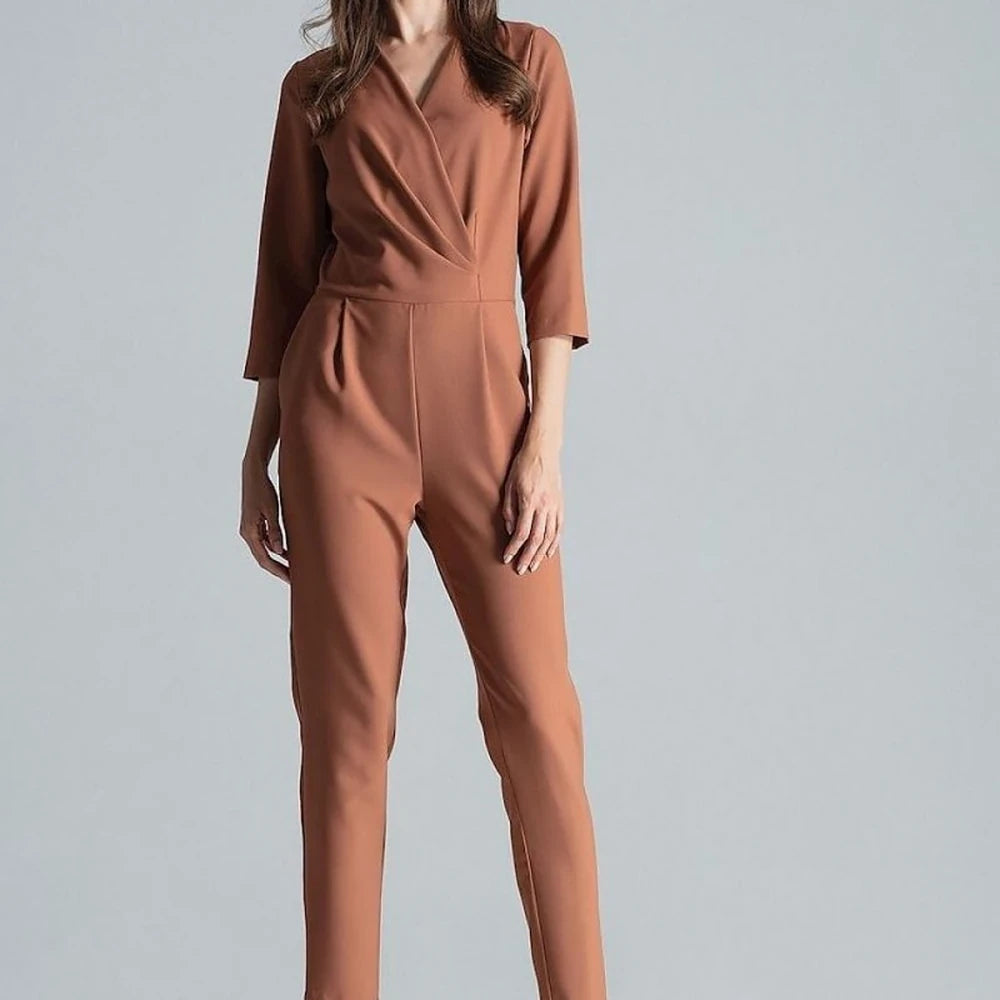 Patterned Jumpsuit with Envelope Neckline