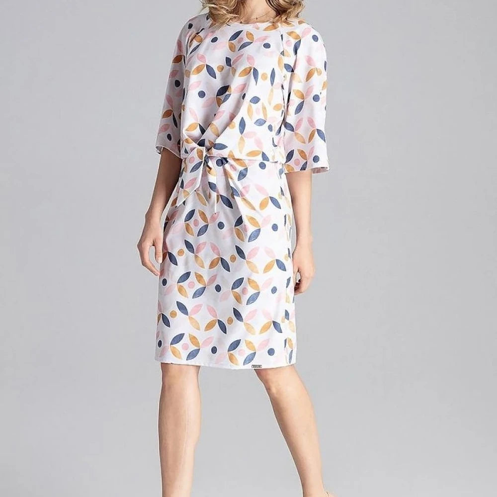 Yellow Knee-Length Dress with Elastic Waist