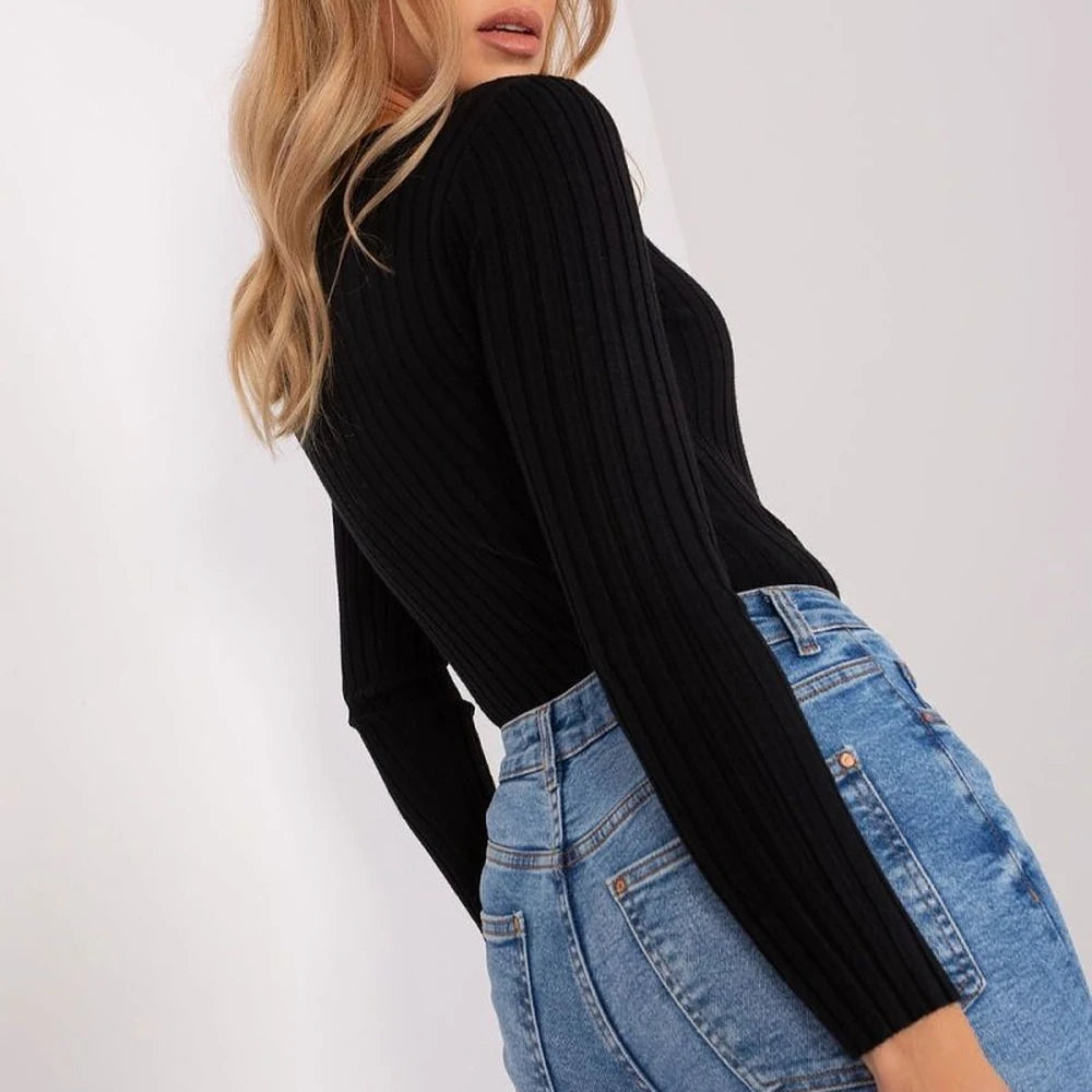 Ribbed Knit Round Neck Sweater