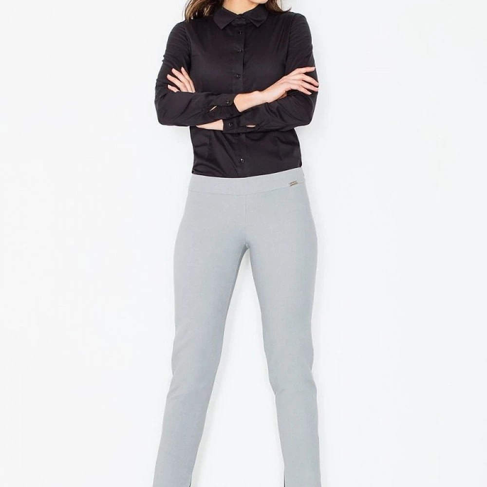 Women's Straight Cut Trousers with Side Zip
