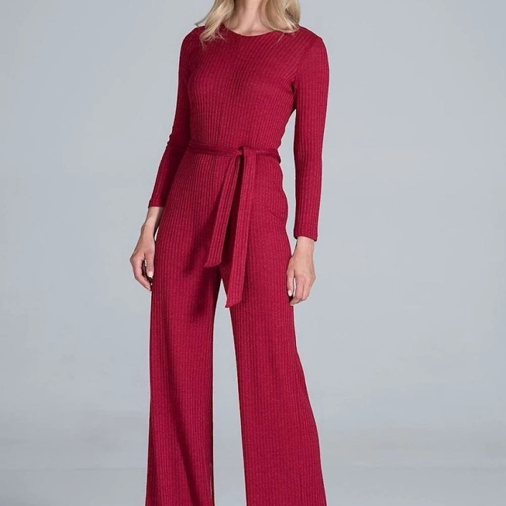 Women's Ribbed Knit Wide-Leg Jumpsuit