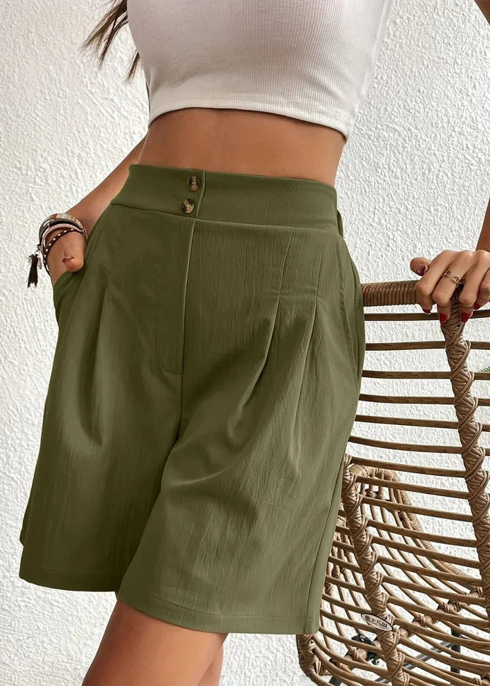 Pocketed Drawstring Waist Shorts