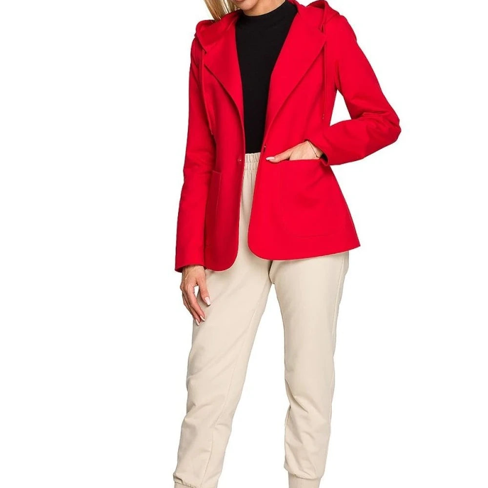 Knitted Jacket with Hood and Pockets