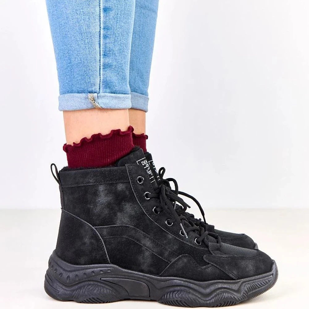 Black Fur-Lined Suede Ankle Boots
