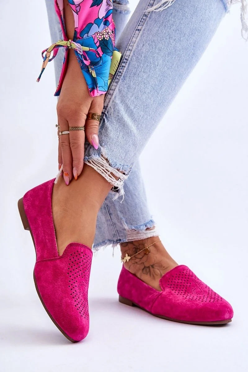 Suede Openwork Moccasins with Leather Insole