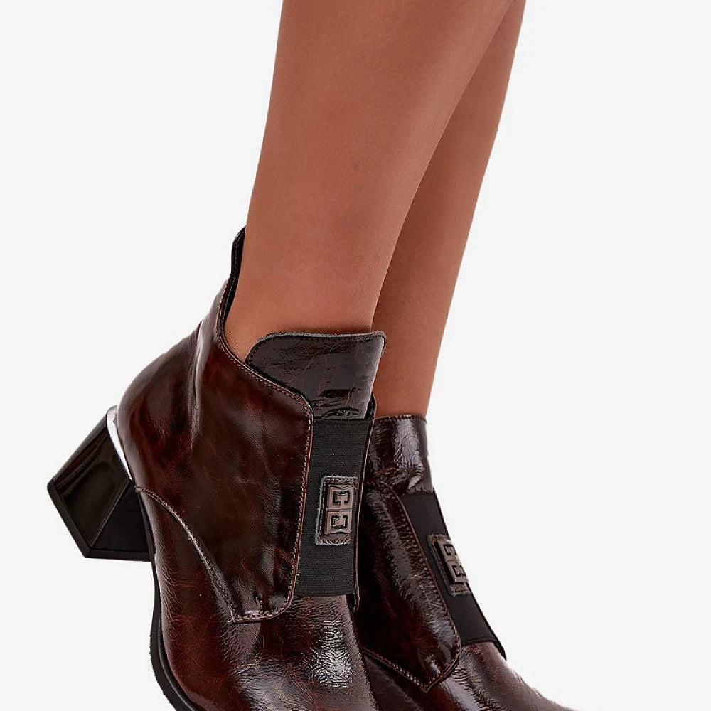 Women's Leather Block Heel Boots