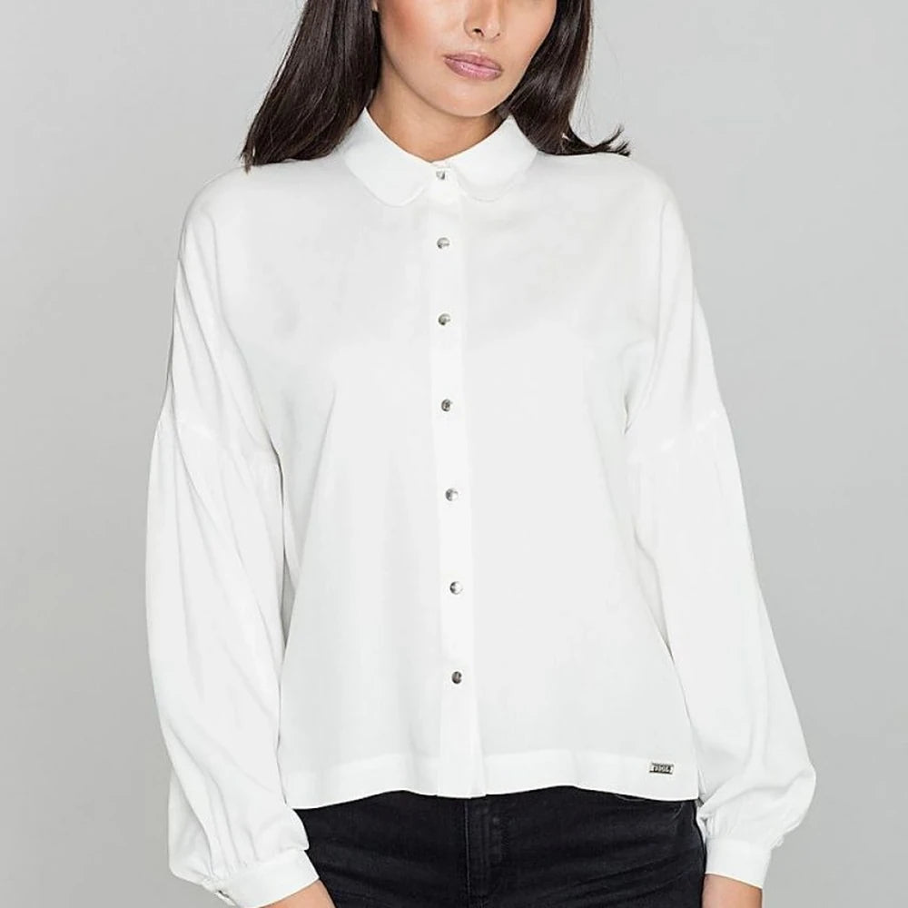 Viscose Kimono Shirt with Pleated Sleeves