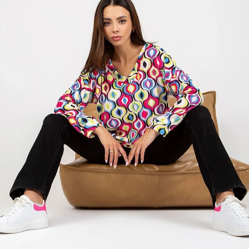 Women's Heart Neckline Patterned Sweatshirt