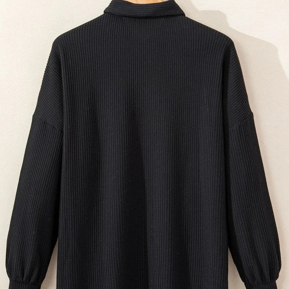 Sequin Button-Up Dropped Shoulder Jacket