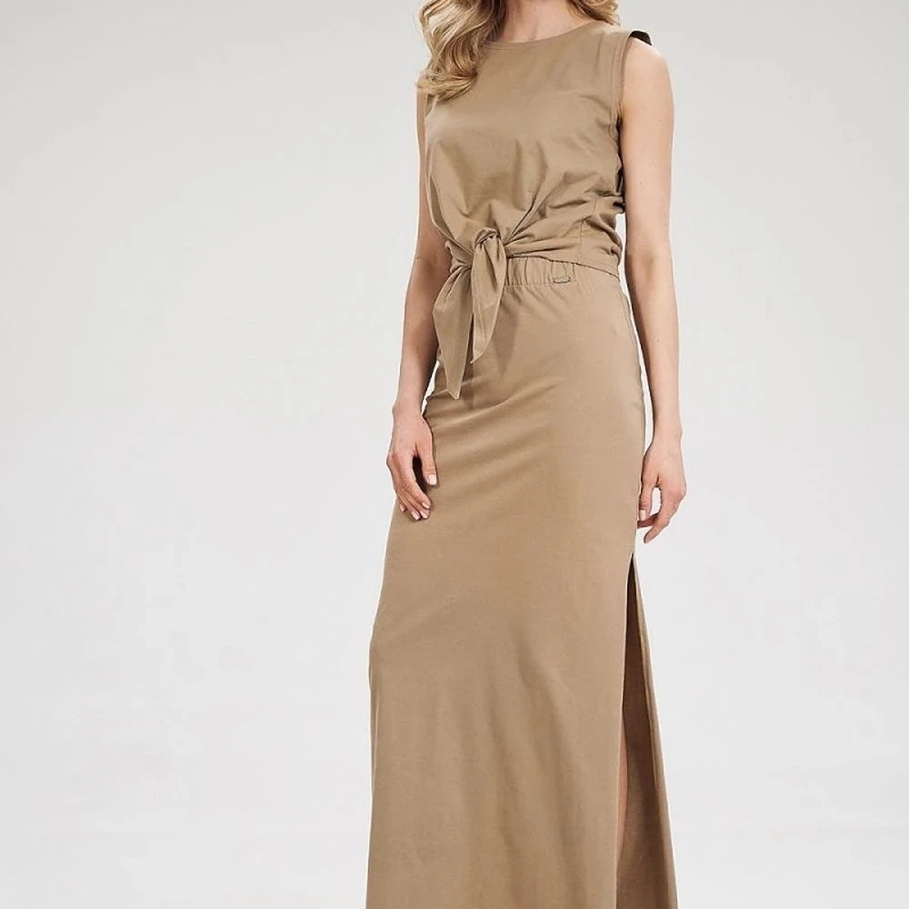 Maxi Skirt High Waist Slit 100% Cotton