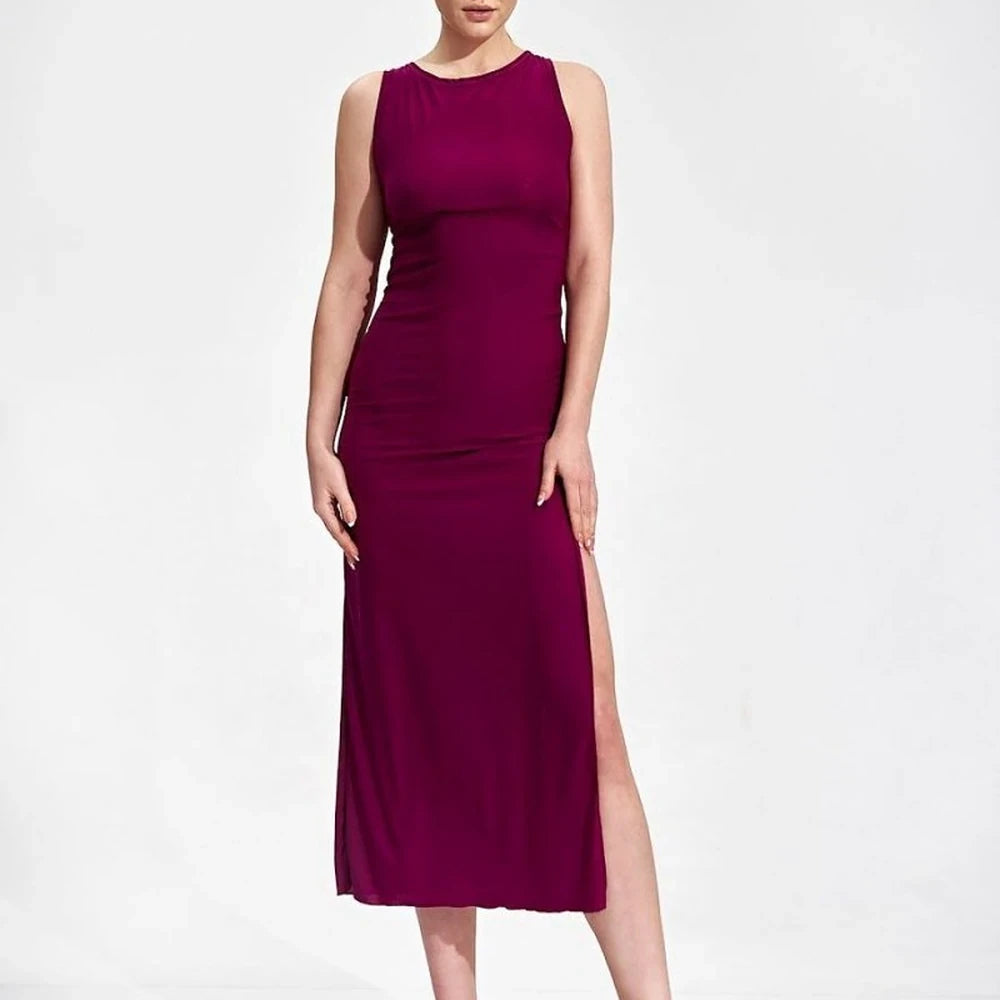 Fitted Midi Dress with Tied Back Neckline