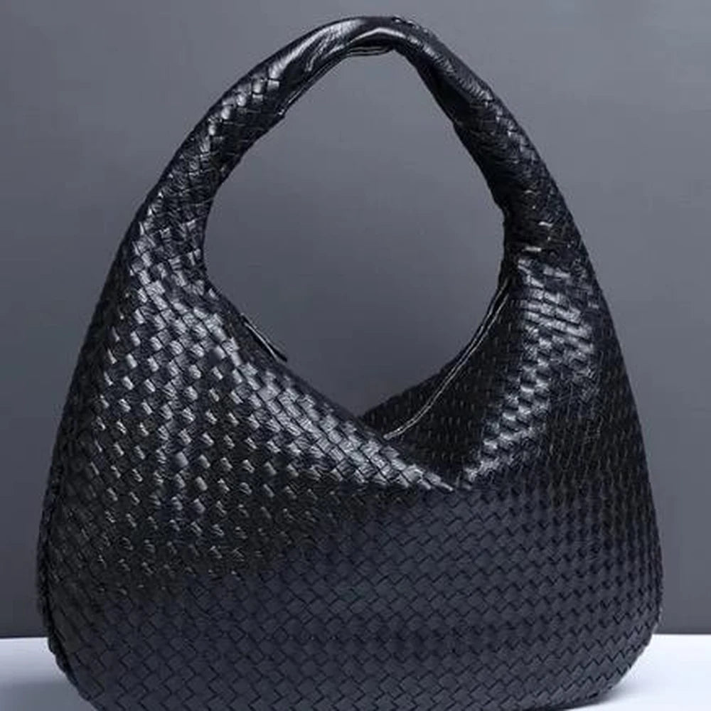 Women's Leather Hobo Woven Handbag