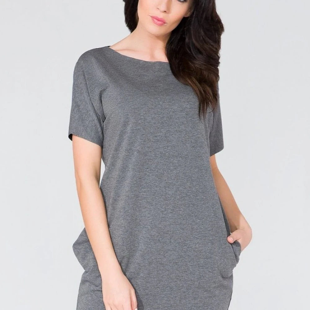 Cotton Blend Wide Cut Dress with Pockets