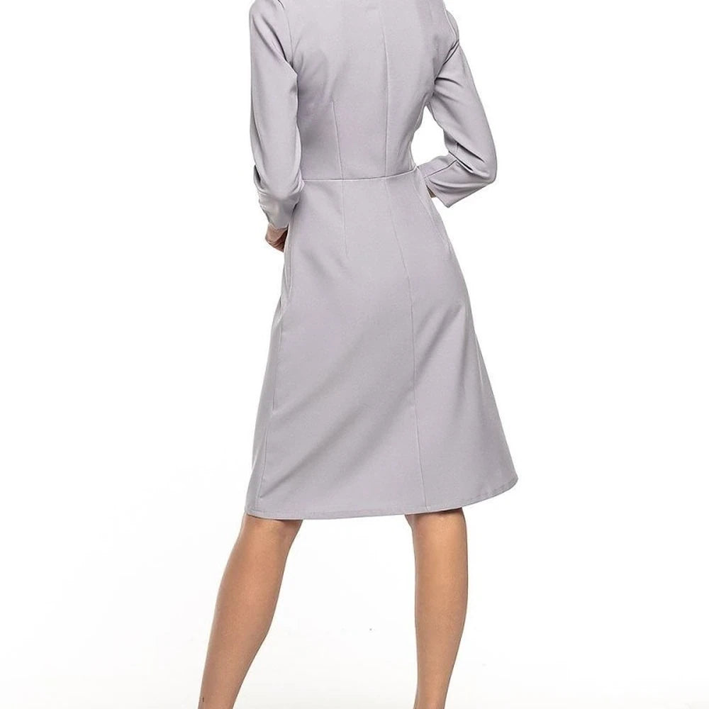 Elegant Grey 3/4 Sleeve Trapezoid Dress
