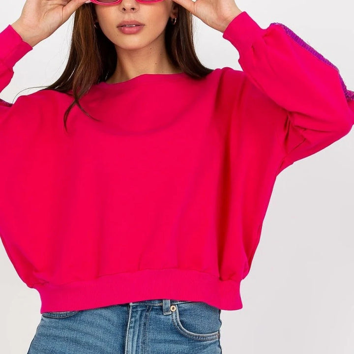 Sequined Sleeve Sweatshirt with Round Neck