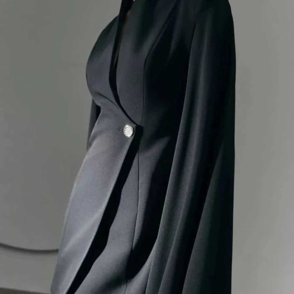 Fitted Blazer Dress with Cape Sleeves