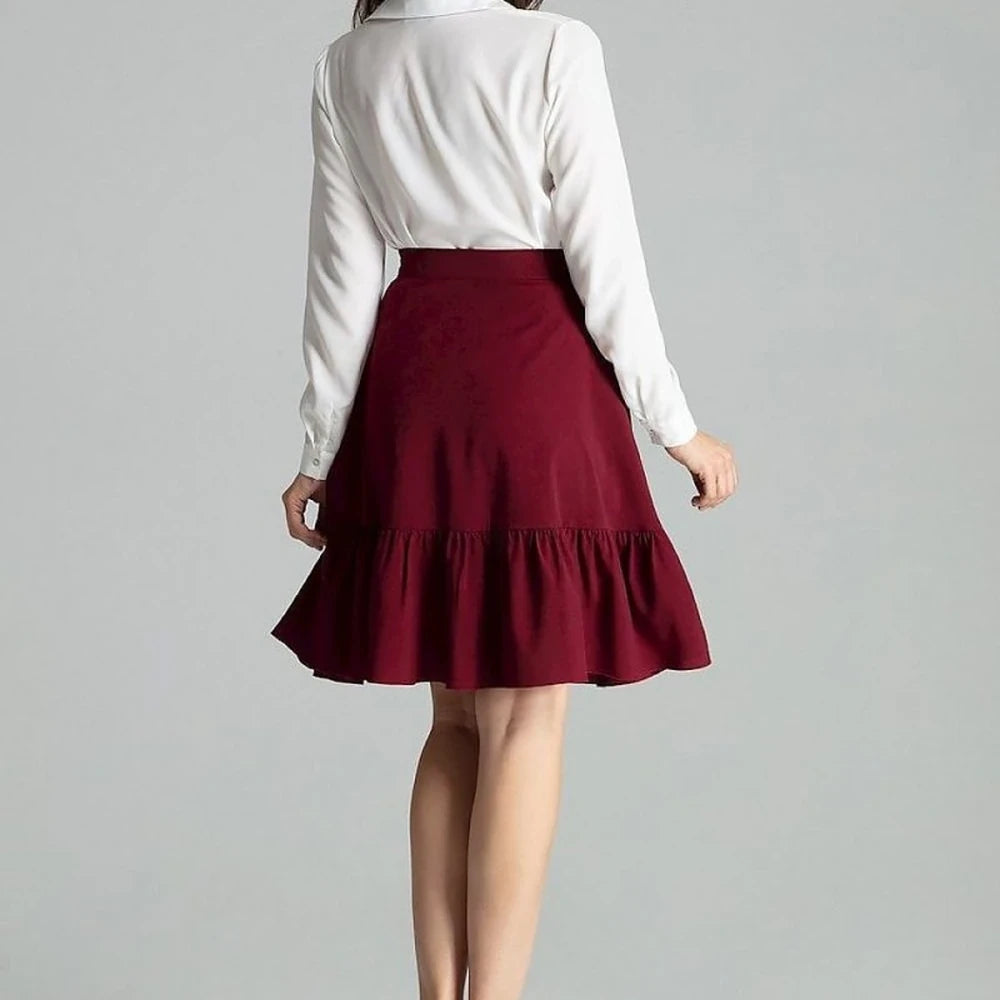 Striped Flared Mini Skirt with Frill