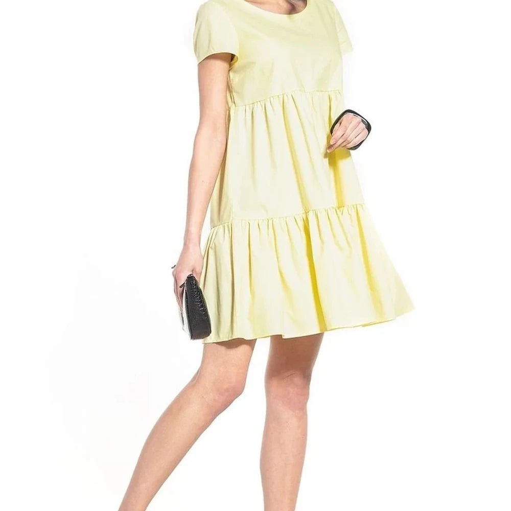 Boat Neck Short Sleeve Cotton Dress